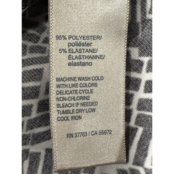 Rafaella Cold Shoulder Top Small Black White Print Keyhole Blouse S - Picture 9 of 10